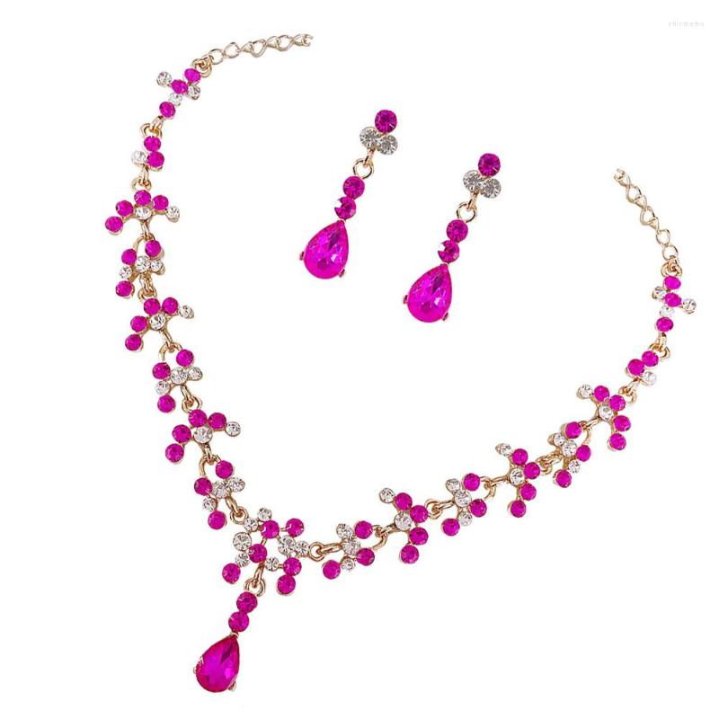 

Necklace Earrings Set Necklaces Drop With Color Retention Rose Rhinestones Hypo-allergenic Alloy Jewelry For Bridesmaid Wedding Dating, Picture shown