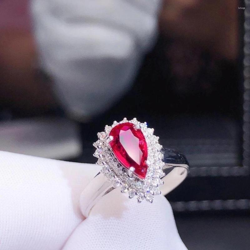 

Cluster Rings H919 Natural 1.03ct Red Ruby Ring Diamonds Jewelry Anniversary Female's For Women's Fine