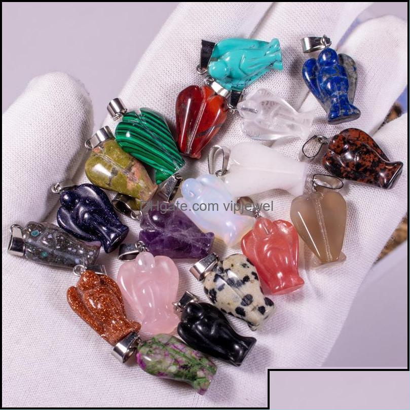 

Charms Charms Jewelry Findings Components Natural Stone Angel Rose Quartz Tigers Eye Opal Pendants Crystal Clear C Dhbgj Drop Deliver Otvp9