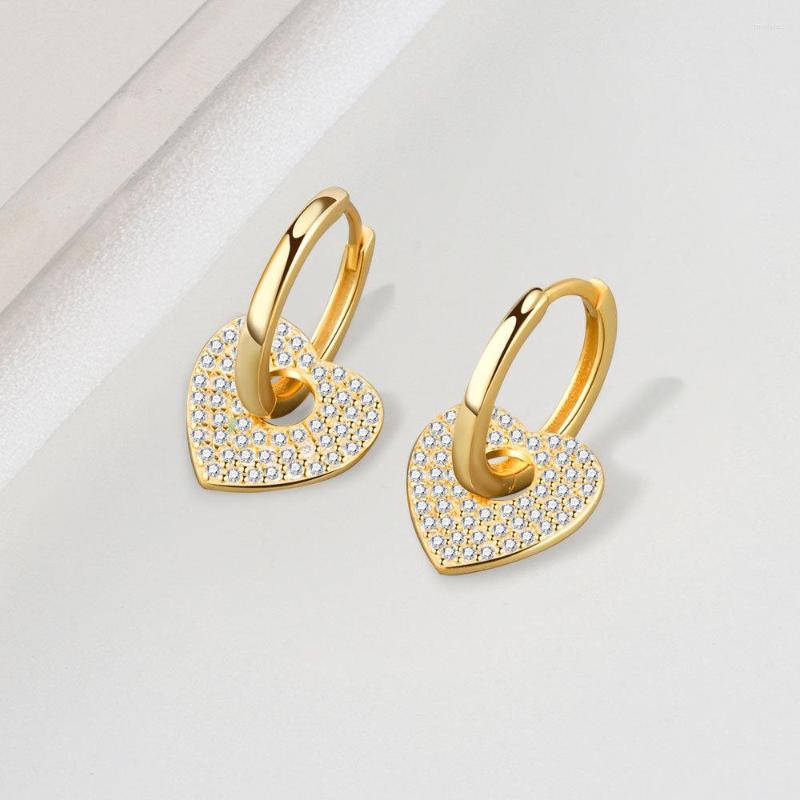 

Stud Earrings 925 Sterling Silver Big Heart Shape Drop Earring Piercing Pendiente Luxury Crystal Pave Fashion Clips Jewelry Gift For Women