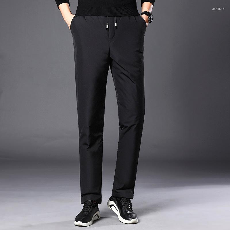

Men's Pants 2022 Winter Casual Men's Down Waterproof Windproof Thickening Men Warm Trousers White Duck Straight, Black