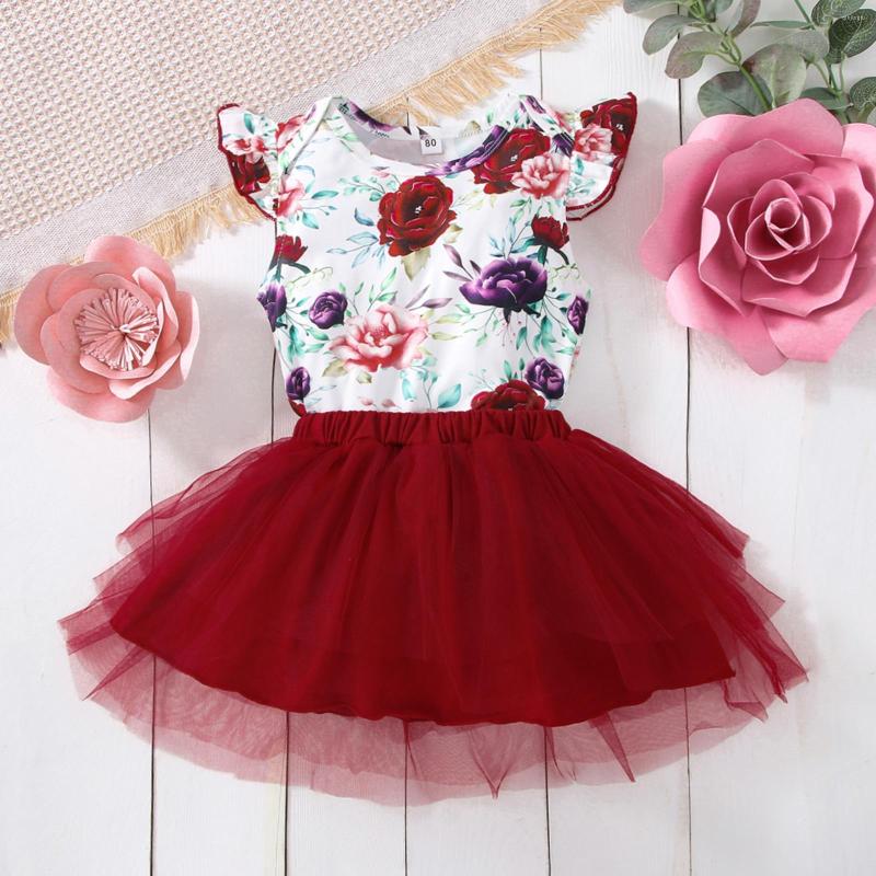 

Clothing Sets Born Baby Girl Clothes Set Fashion Flower Print Sleeve Romper Tulle Skirt 2Pcs Summer Toddler Infant Outfits, Picture shown