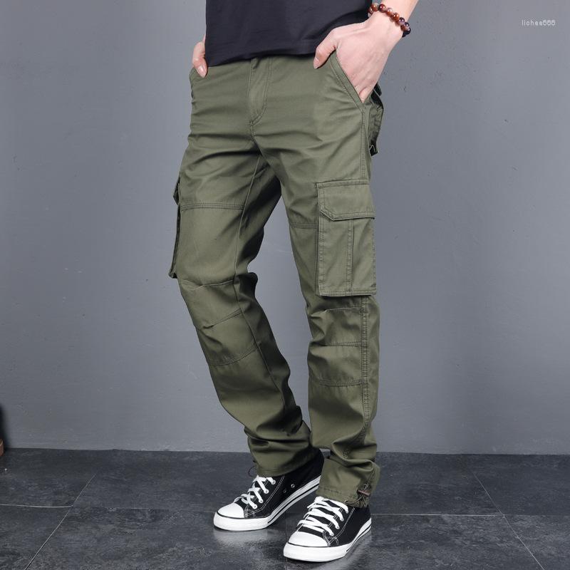 

Men' Pants 2022 Autumn Summer Men' Straight Thin Loose Casual Cargo Pure Cotton Comfortable Fashion Multi Pocket Trousers