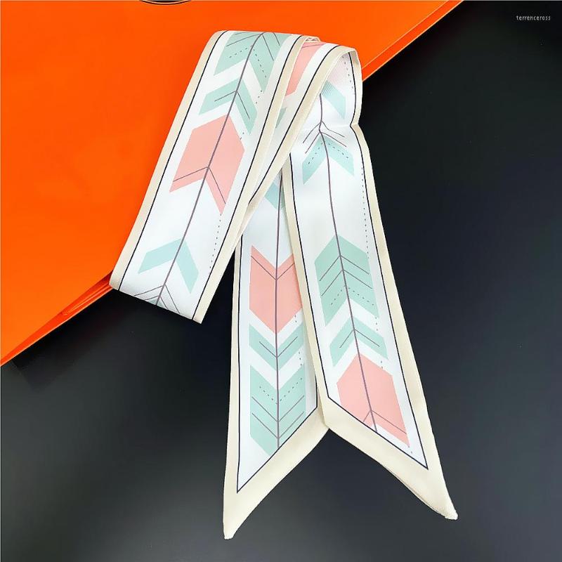 

Scarves Brand Arrow Pineapple Printed Bag Strap Small Scarf Women Silk Headband Long Accessories Ribbon