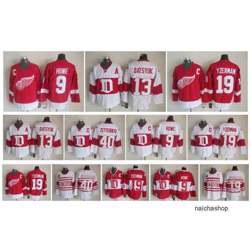 

2023 95 Detroit Red Wings Hockey Jersey 9 Gordie Howe 40 Henrik Zetterberg 19 Steve Yzerman 13 Pavel Datsyuk Vintage CCM Authentic Jerseys nhl's Jerseys, As pic