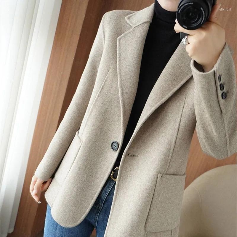 

Women' Suits 2022 Plaid Woolen Suit Women Coat Autumn Winter Fashion Korean Slim Wool Blazers Woman Jacket Casual Ladies Blazer Tops E42, Camel