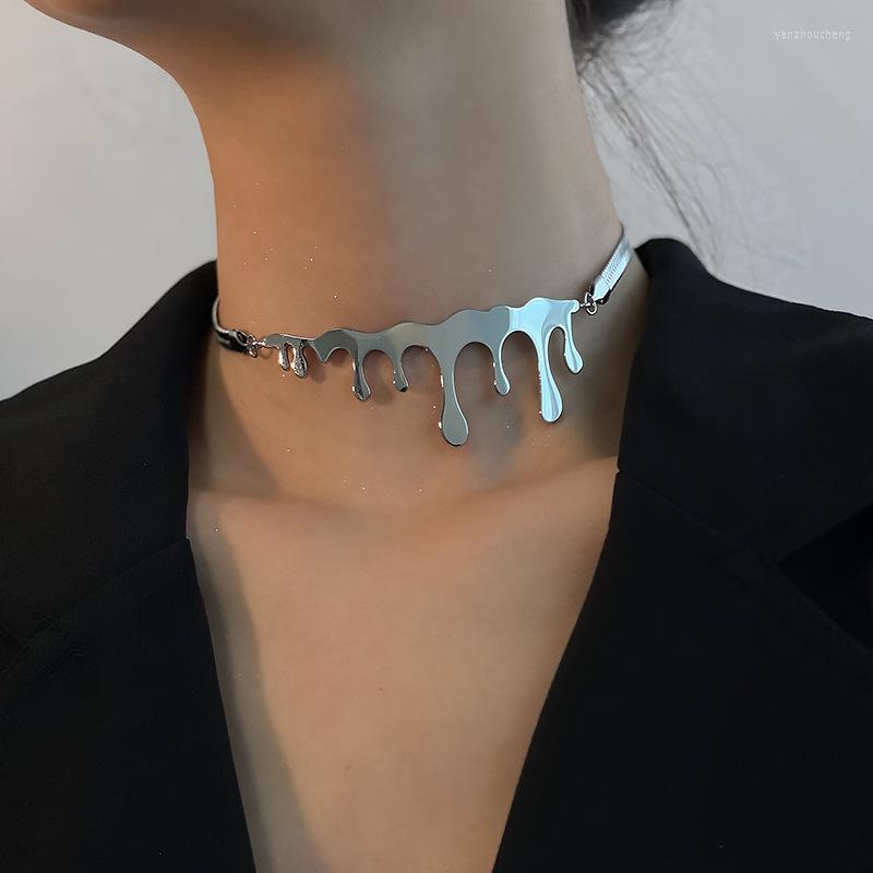 

Choker Cool Water Drop Necklaces For Women Girls Lava Hiphop Stainless Steel Necklace Gothnic Jewelry Party Gifts