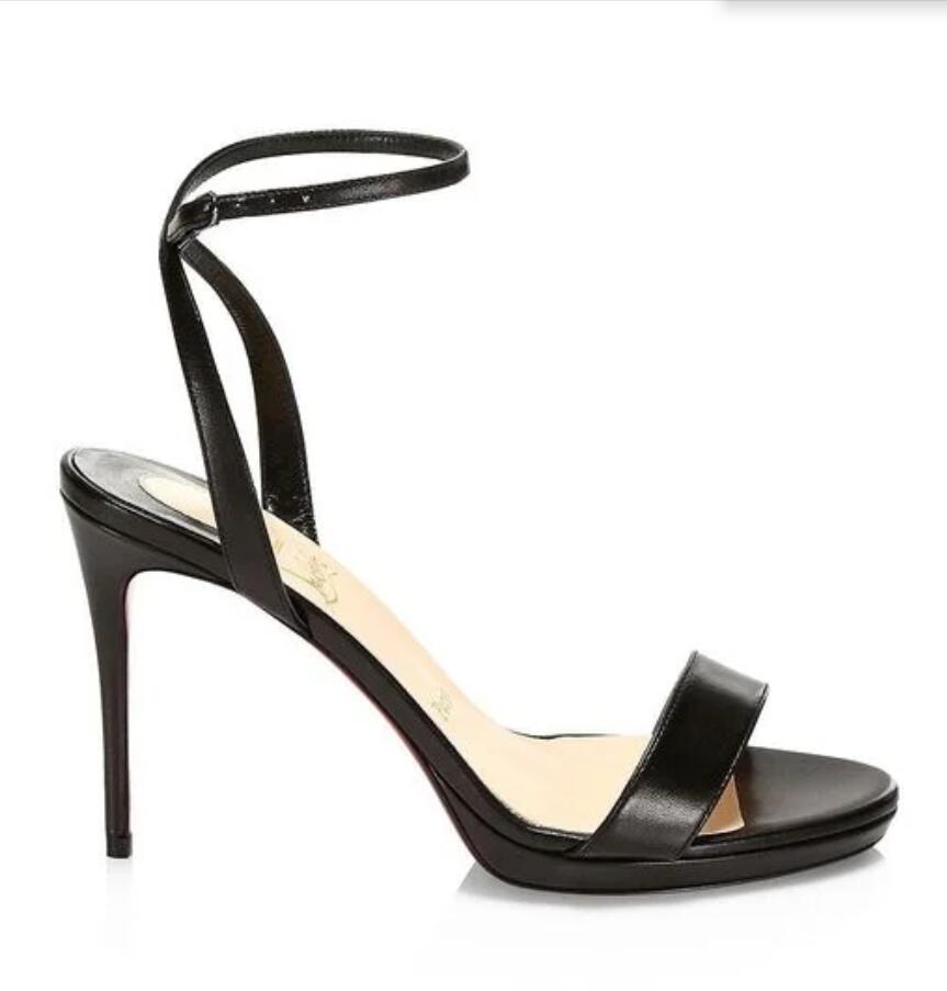 

Luxury brand designer pumps Woman sandal wedding dress high heels reds sole shoes Loubi Queen 100mm full leather black nude nappa leathers strap platform rubber, 11