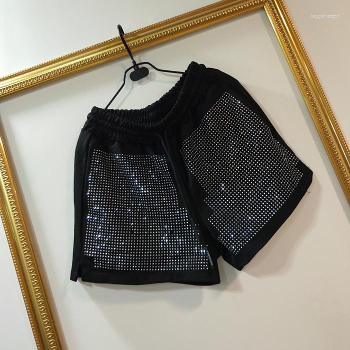 

Women's Pants For Woman Spring Summer Cotton Diamond Elastic Waist Loose Black