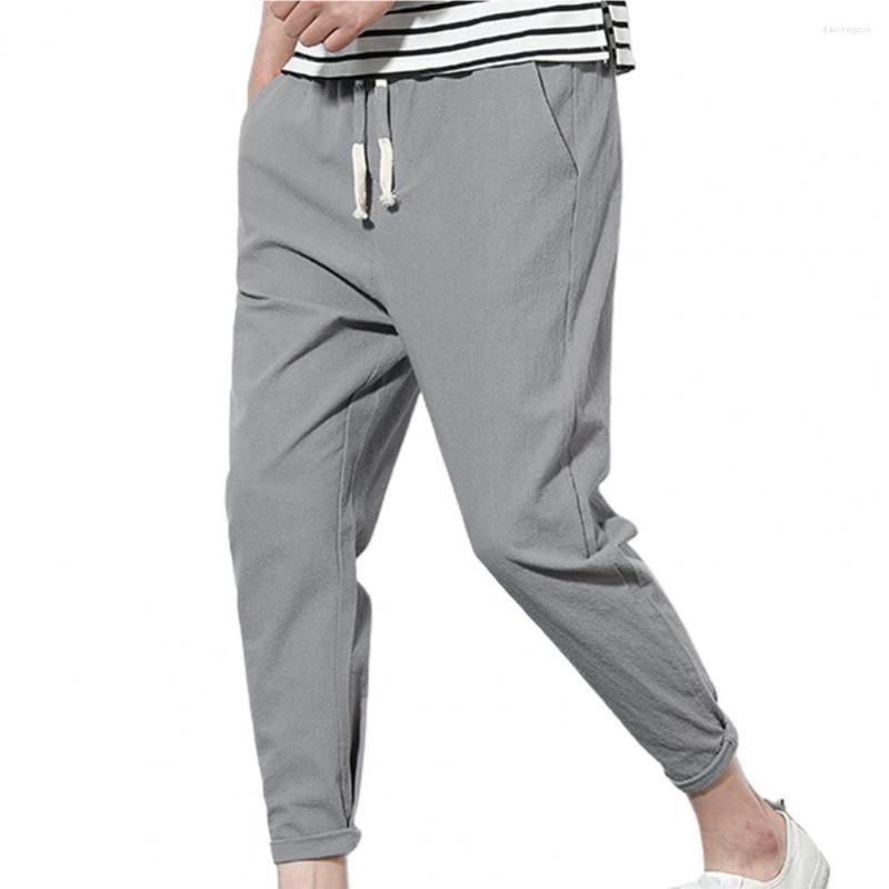 

Men's Pants Joggers Men Solid Color All Match Elastic Waist Pockets Drawstring Oversize Mens Trousers Streetwear Slim Male, Navy blue