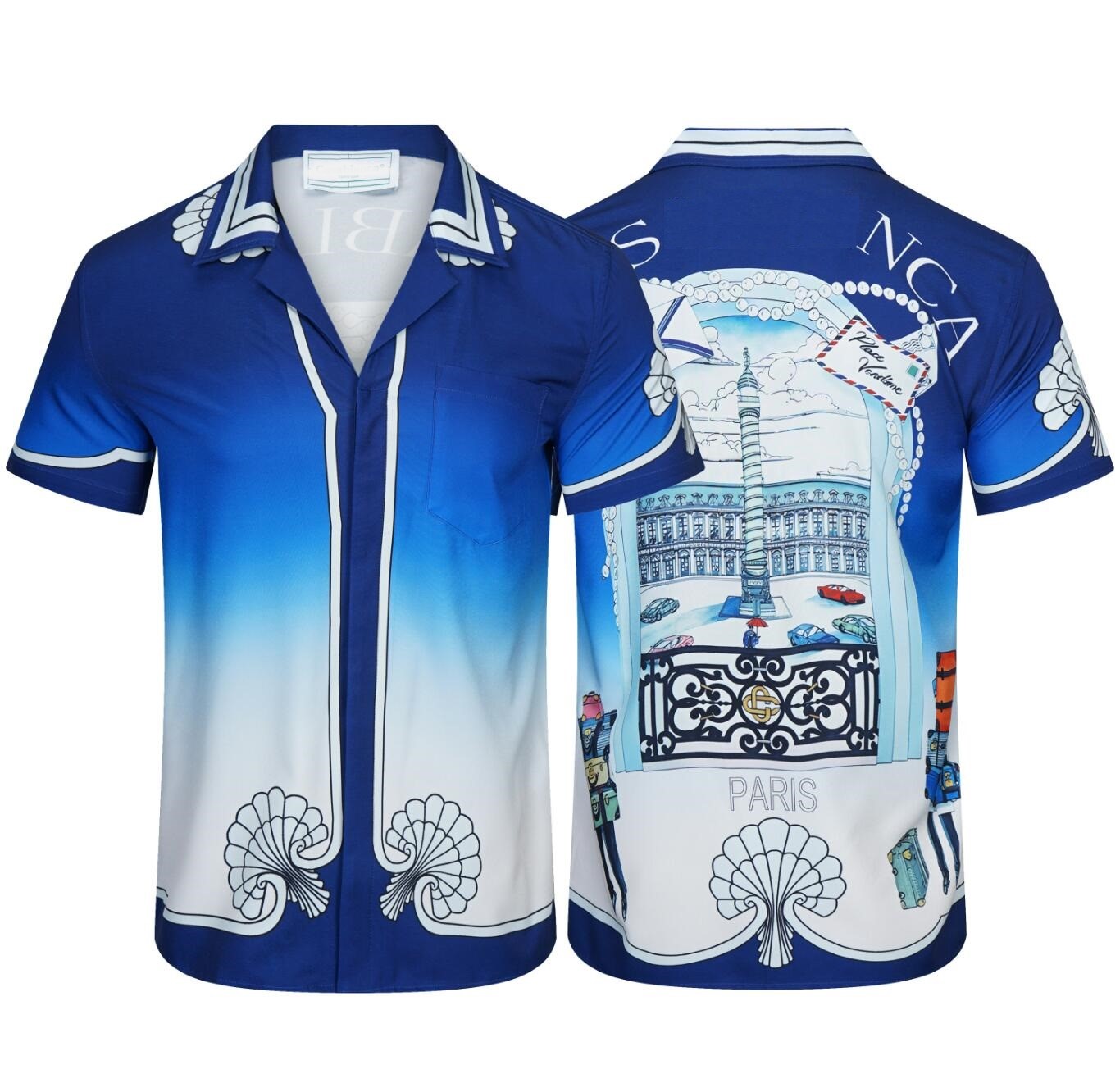 

Men's Casual Shirts Short Sleeves Fashion Printed Tops Casual Outdoor Tees V Neck Clothes Colors M-3XL, Blue