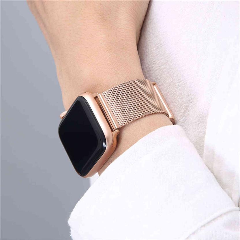

For Apple Watch Band 7 6 SE 40mm 44mm iWatch 5 Stainless Steel Bracelet for Applewatch 42mm 38mm iWatch 3 Milanese Wrist Strap Y1126243m
