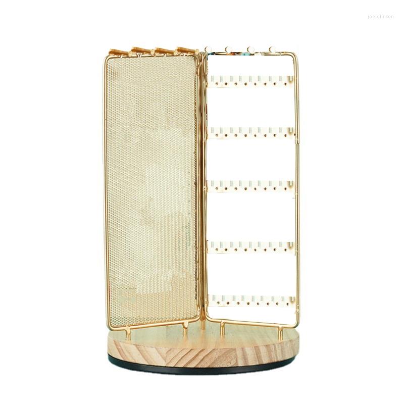 

Jewelry Pouches Multifunctional 360° Rotatable Three-leaf Rack Grid Display Stand For Girls Ladies Women Girlfriends