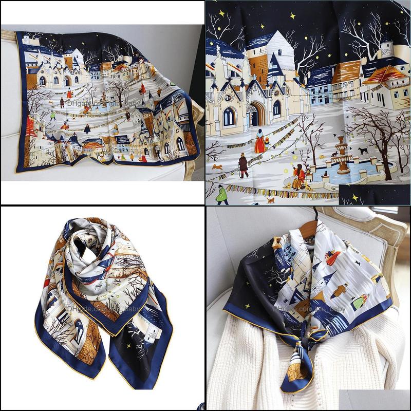 

Scarves Scarves Retro 100 Natural Silk Mberryx Scarf 90X90Cm Designer Hand Rolled Edges Foard En Soie Luxe Drop Delivery 2022 Fashio Dhyx2