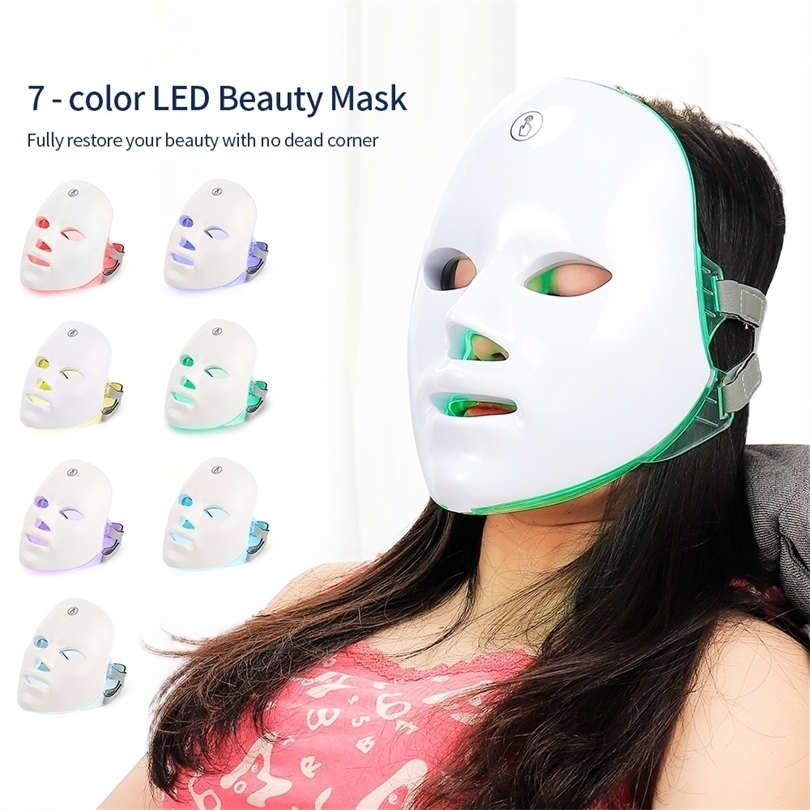 

Face Care Devices Gift BoxUSB Charge 7 Colors Porejuvenation Face LED Mask Pon Treatment Facal Beauty Mask Skin Care Anti Acne Wrinkle 221104