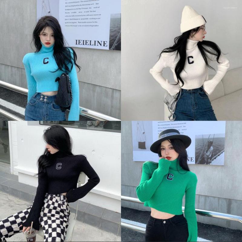 

Women's Sweaters Turtleneck Pullover Knitted Sweater Bottoming Shirt Women's Autumn Winter 2022 Short Long-sleeved Top, Green