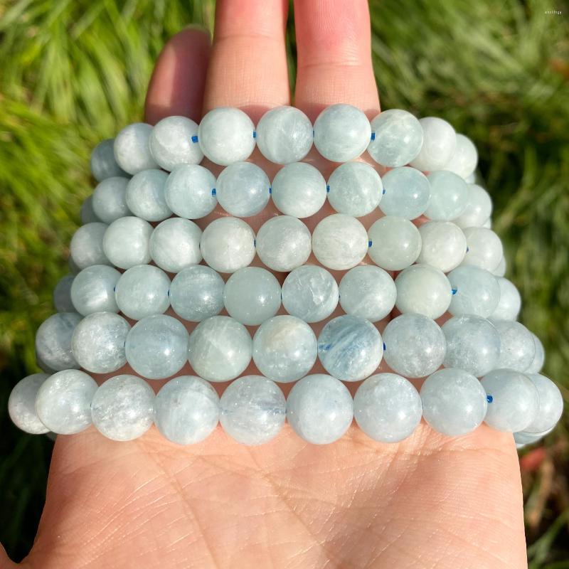 

Beads Natural Stone Blue Aquamarine Round Loose Spacer For Jewelry Making DIY Bracelets Necklaces Accessories 6-12mm