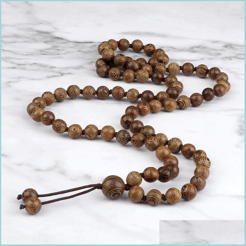 

Pendant Necklaces Pendant Necklaces 8Mm Beaded Necklace Men Buhhist Prayer Handmade Knotted Wooden Beads Bracelet Women Yoga Meditat Dhcmk