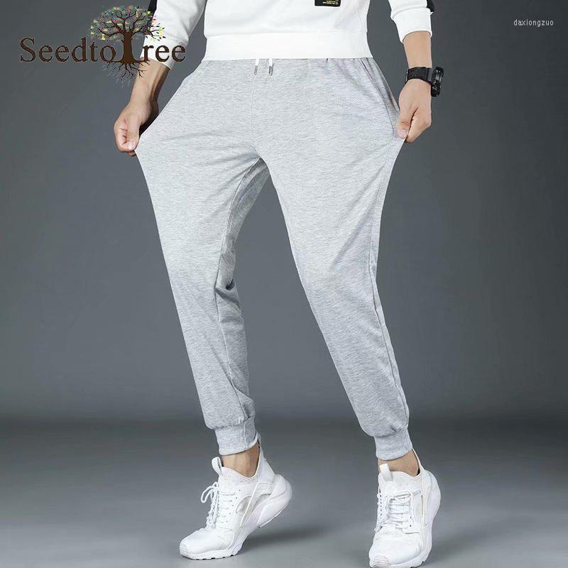 

Men's Pants Solid Color Cotton Thin Casual Men's Elastic Waist Ankle Length -5XL Large Size Sweatpants, Black