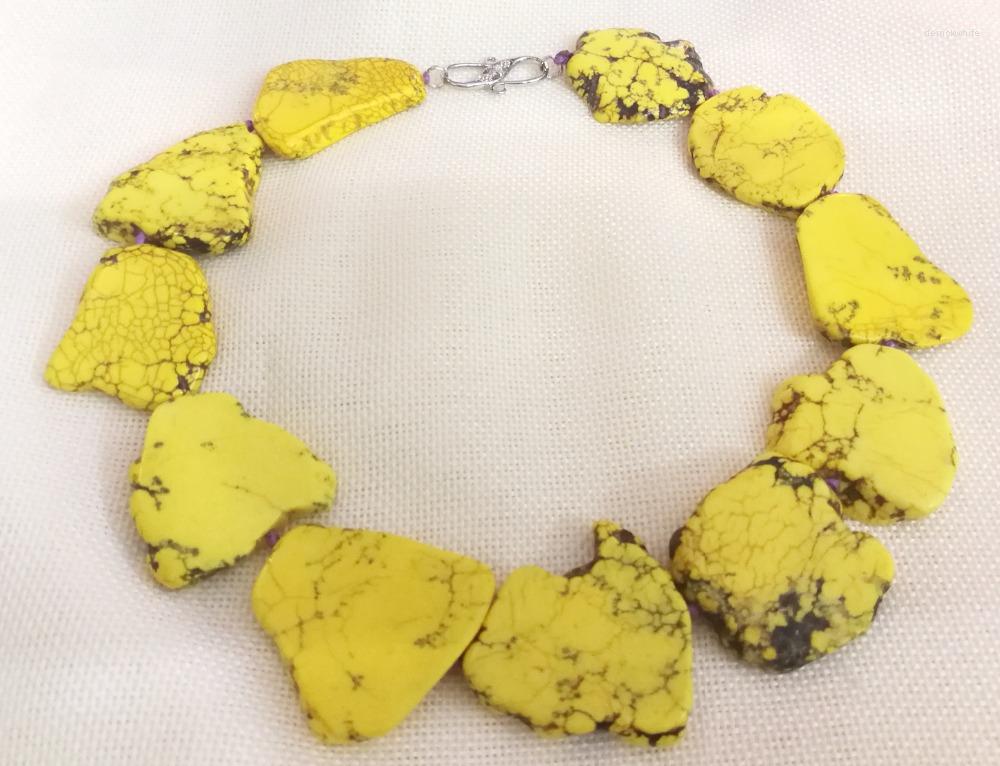 

Choker Women Jewelry 45cm 18'' Necklace 20x35mm Bright Yellow Baroque Slice Stone Irregular Bead Handmade Fashion