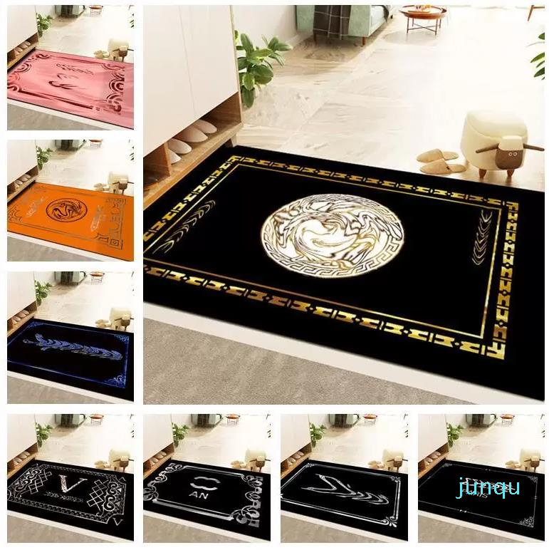 

60x90cm Designer Carpets Non-Slip Area Rug Home Decor Carpet Modern Luxury Floor Mats Brand Door Mat Room Bedroom Kitchen Footcloth, As picture