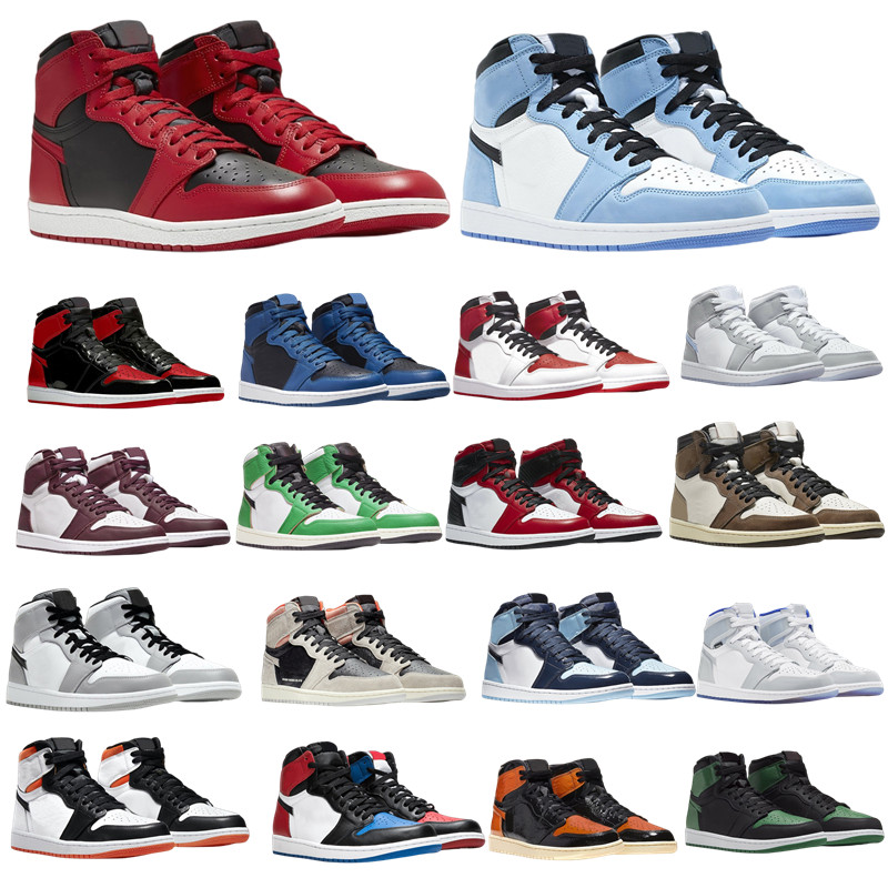 

Hot Jumpman 1 OG 1s Mens Basketball Shoes Bred Patent Hyper Royal University Blue Electro Orange Lucky Green Prototype Men Women Sneakers Trainers Size 36-46, Customize