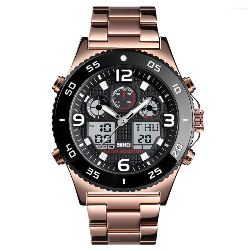 

Wristwatches Men Digital Watch SKMEI Stopwatch Chronograph Sport Wristwatch Fashion Men's Stainless Steel Bracelet Alarm, Silver steel