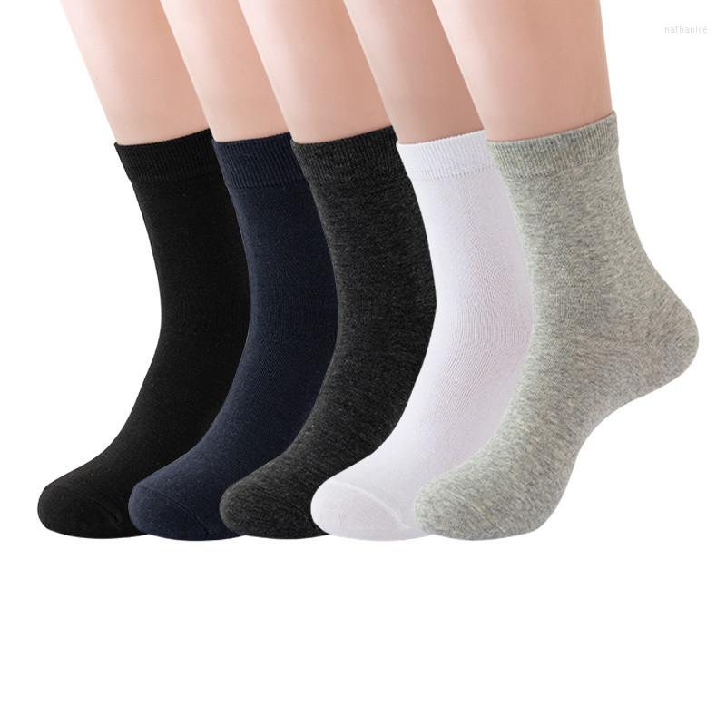 

Men's Socks Men's Spring Summer Solid Color Sports Breathable Mid-tube Retro Cotton Sock Boy Christmas Gift 5 Pairs, A (5 pairs)
