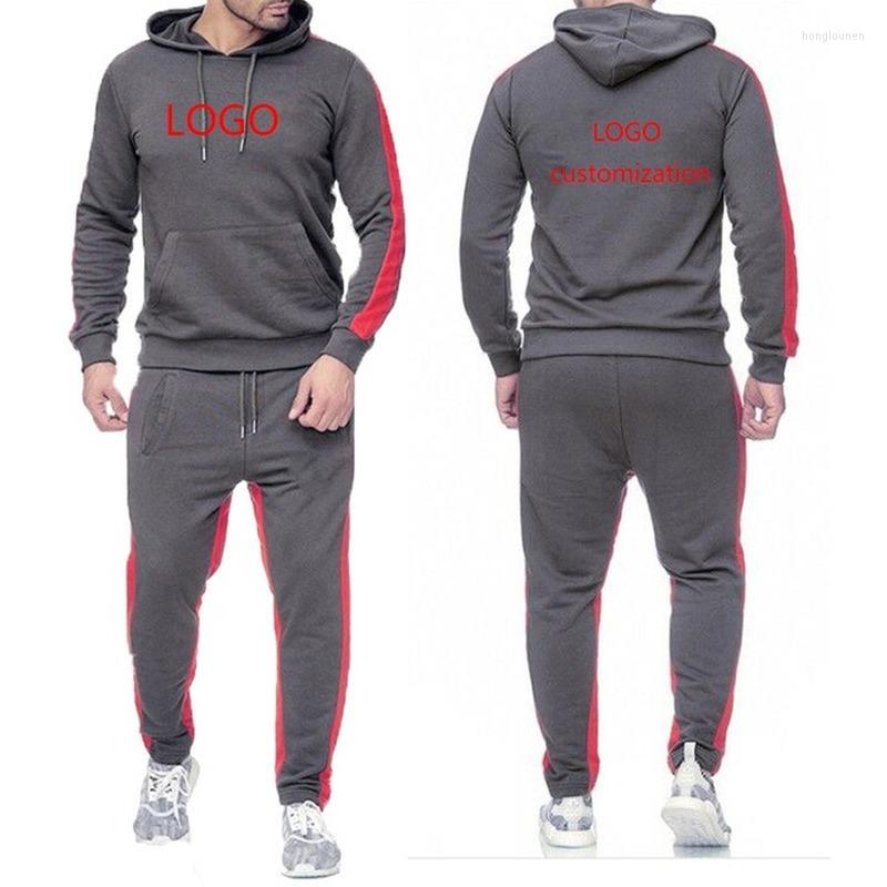 

Men' Tracksuits 2022 Autumn Winter Customize Logo Sweatshirts Men Hoodie Sweatpants Casual Pullover Suit Clothes Male Cotton Trousers K, Red