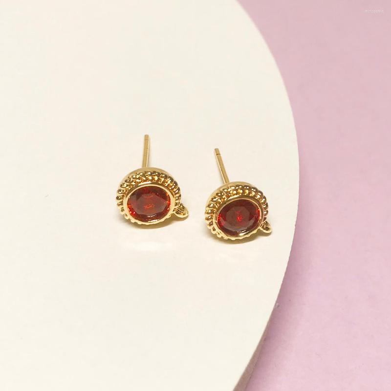 

Stud Earrings Plated With 14K Gold Inlaid Zircon 925 Silver Pin DIY Accessories Jewelry For Women