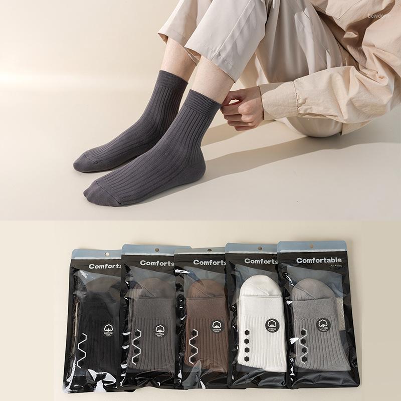 

Men's Socks 1Pair/5Pairs Men Cotton Winter Warm For High Quality Business Simple Breathable Solid Calcetines Hombre, 1 dark grey