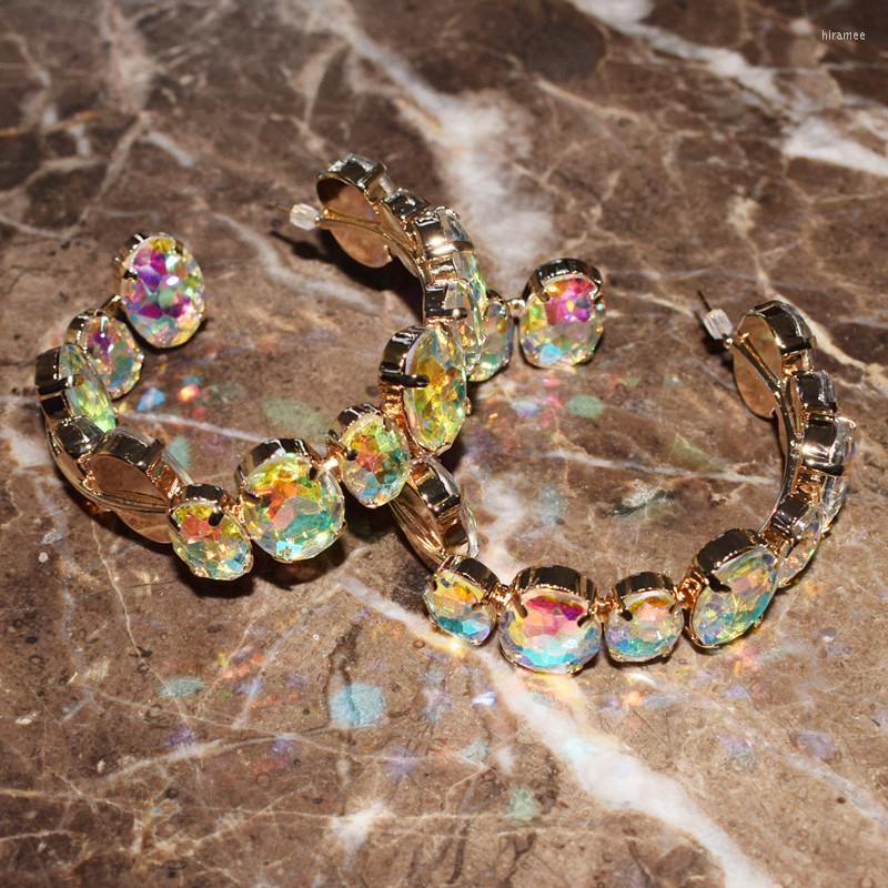 

Hoop Earrings 3colors Glass Crystal Irregular For Women Fashion Jewelry Maxi Girls' Statement Accessories