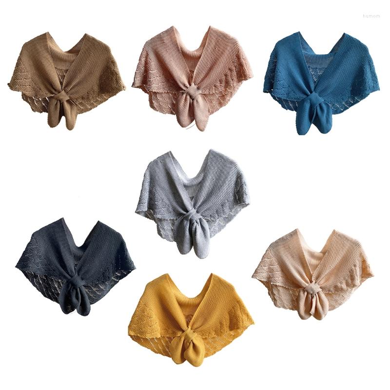 

Berets Women Crochet Shawl Wrap Knit Fish Scales Solid Color Poncho Knotted Cape Scarf Dropship, Black