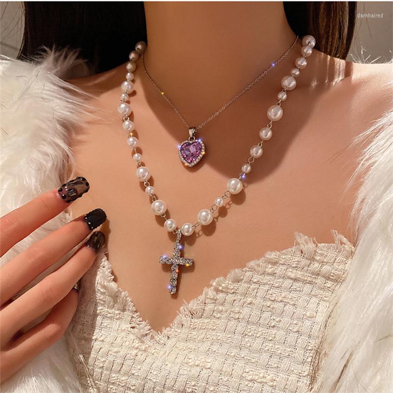 

Chains Pearl Necklace Love Double Clavicle Chain Sweater Long Style 2022 Women's Fall Winter High-end Niche Design