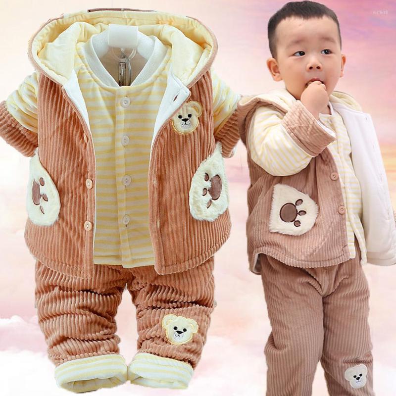 

Clothing Sets Baby Winter Super Thick Warm Coat Vest Pant 3Pcs Set Born Boys Girls Snowsuit Infant 1Year Birthday Gift Pography Suit, Picture shown