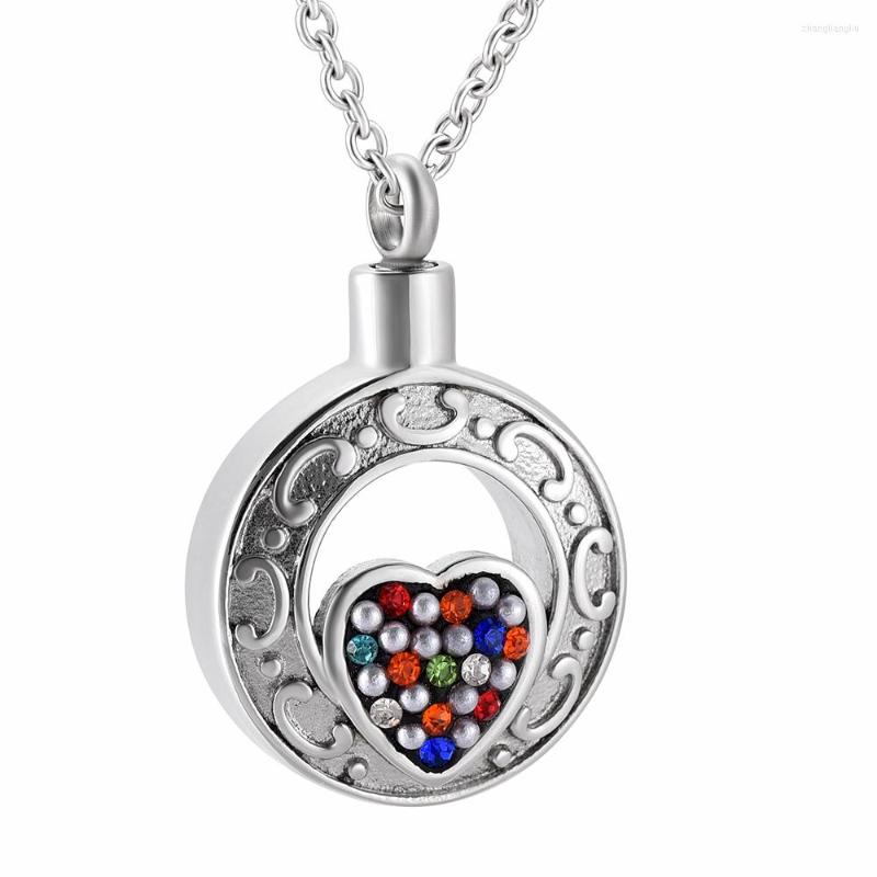 

Chains Crystal Heart Memorial Urn Necklace Cremation Ashes Keepsake Stainless Steel Locket Pednant For Love