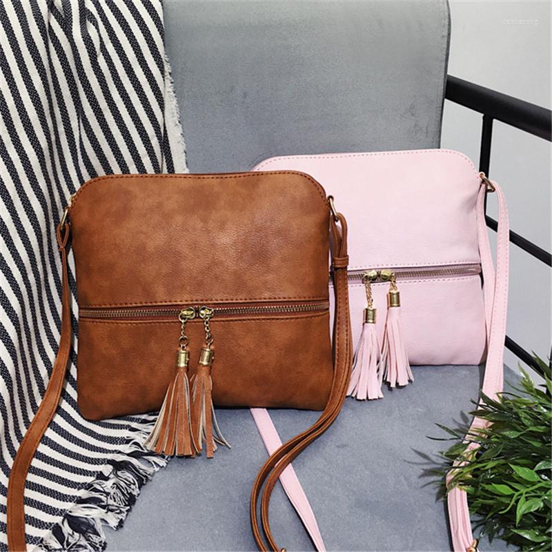 

Evening Bags Women Messenger Handbag Inclined Shoulder Bag Crossbody Handbags Tassel Bolsa, White