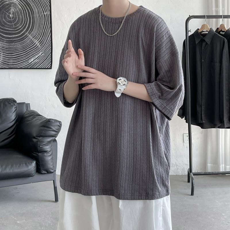 

Men's T Shirts Summer Pleated T-Shirt Men Fashion 3 Color Ice Silk Mens Streetwear Korean Style Loose Casual Short Sleeve Shirt, Black