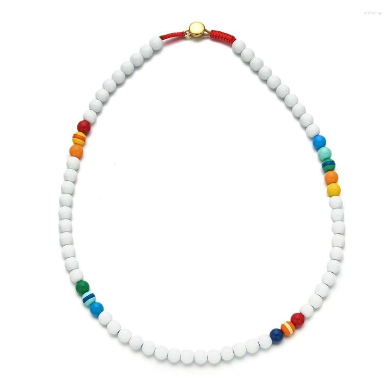 

Choker ZMZY Bohemia Style Metal White Beaded Necklaces For Women Boho Rope Chain Short Necklace Jewelry Accessary Designer