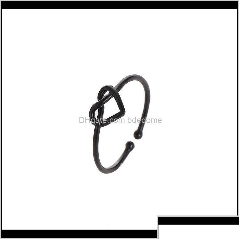 

Band Rings Band Wedding Heart Rose Gold Rings Engagement Black Color Stainless Steel Open Ring Fashion Bijoux For Women Jewelry Drop Ots6M