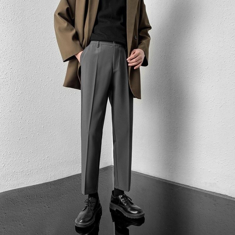 

Men' Suits Winter Plush Suit Pants Men Slim Fashion Social Mens Dress Korean Loose Straight Office Formal Trousers -5XL, Black