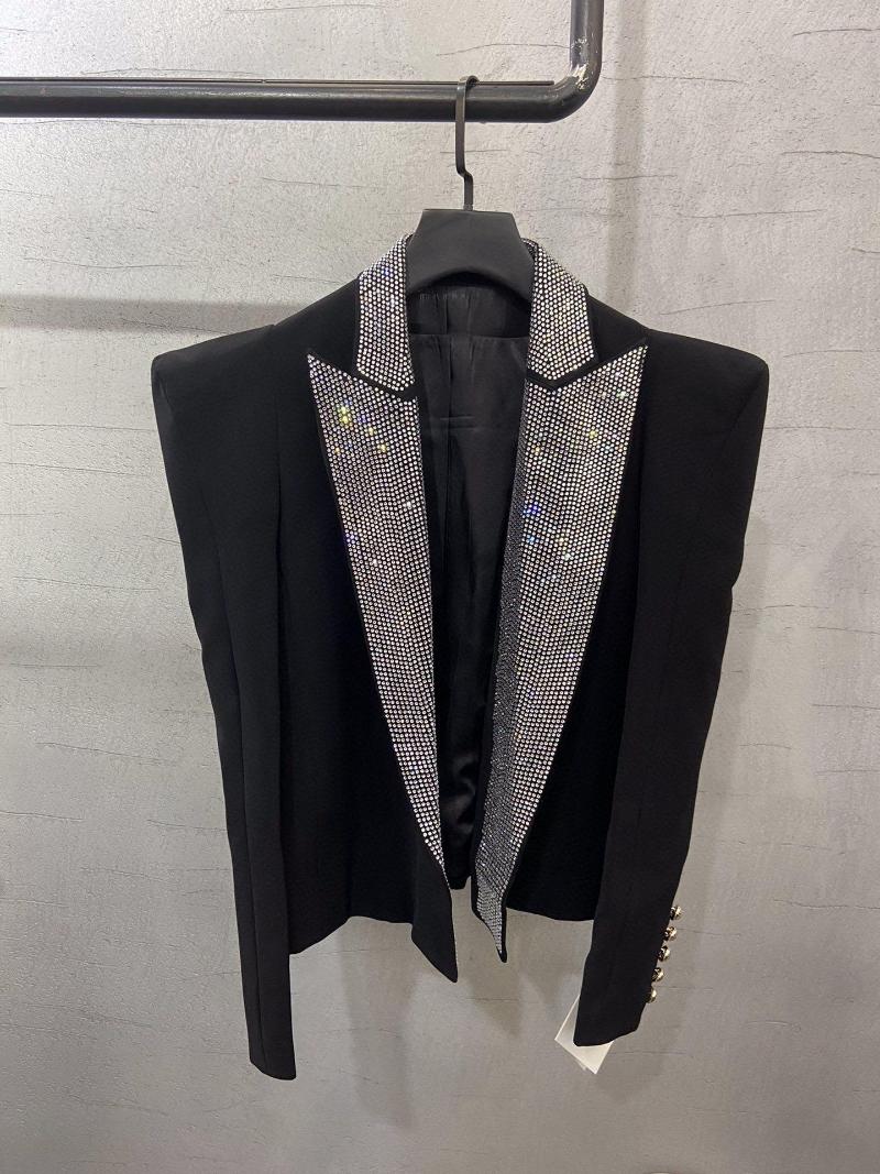

Women' Suits Spring Luxury 2022 Fashion Women Diamonds Shoulder Pads Black Blazer Ladies Chic Outerwear Coat Overcoat Ddxgz2 3.03