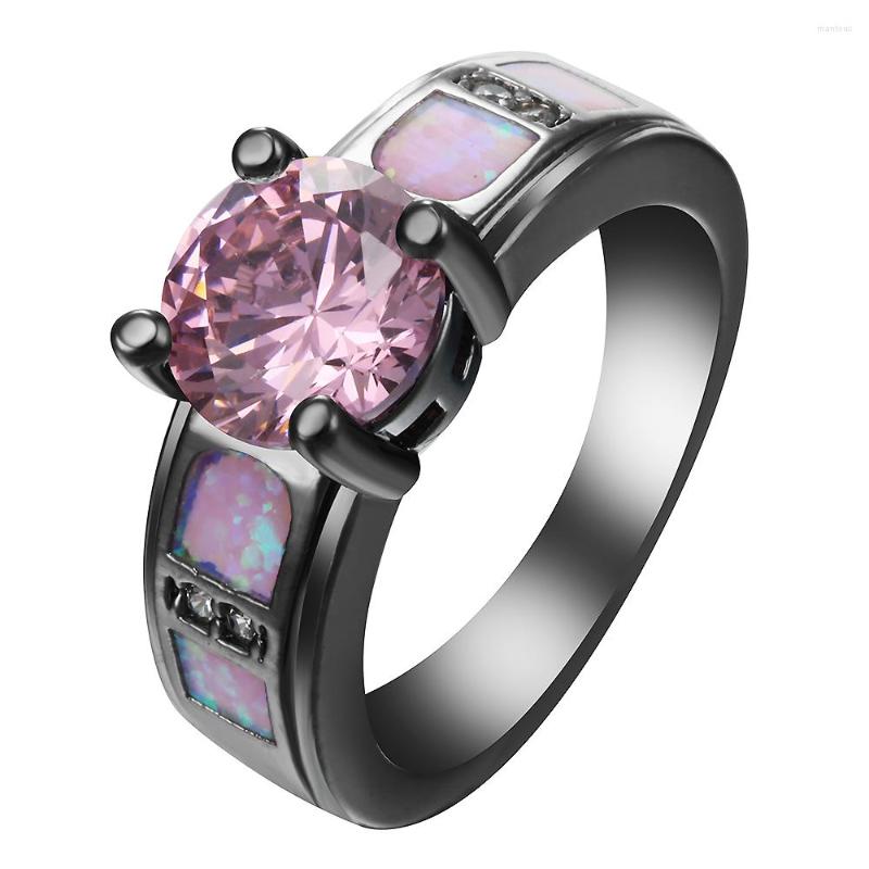 

Wedding Rings Pink Opal Ring Black Gold Color Band Invitations Fow Women Favors And Gifts Fashion Jewellry Online
