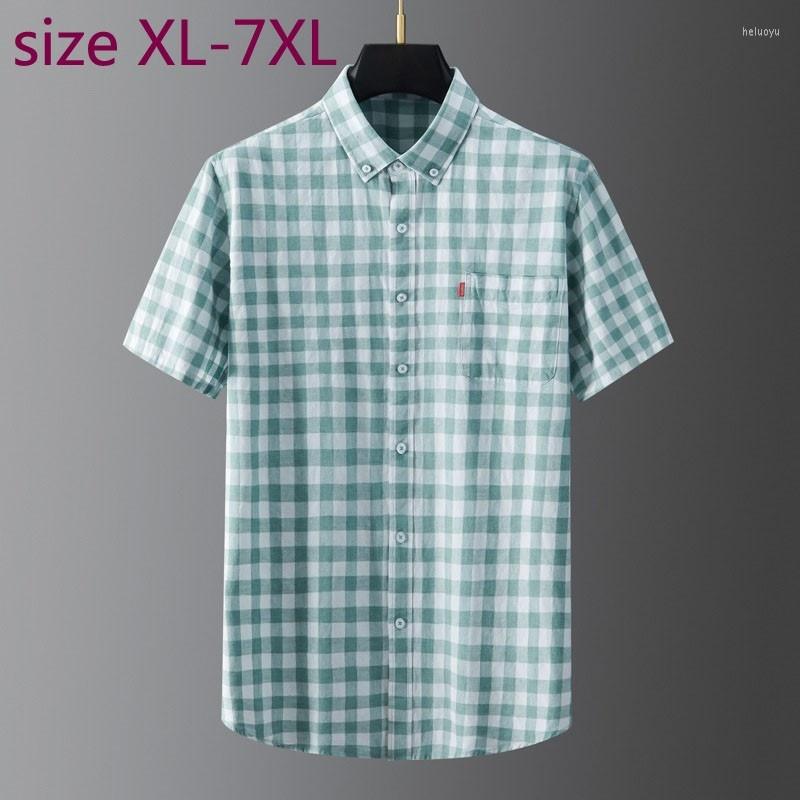 

Men's Casual Shirts Super Large Arrival Fashion Cotton Plaid Summer Short Sleeve Men Plus Size  2XL 3XL 4XL 5XL 6XL 7XL, 5611 a