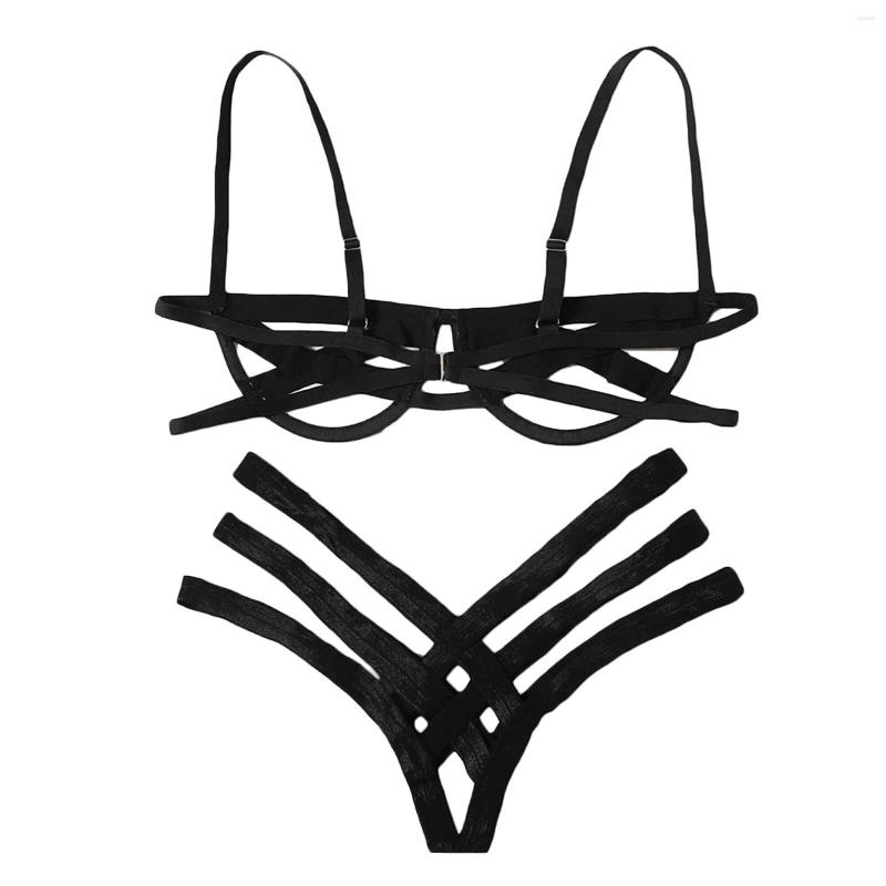 

Bras Sets Fashion Women Letter Solid Patchwork Sexy Lingerie Underwear G-String Set Transparent Mesh Heart Pink Exotic, Black