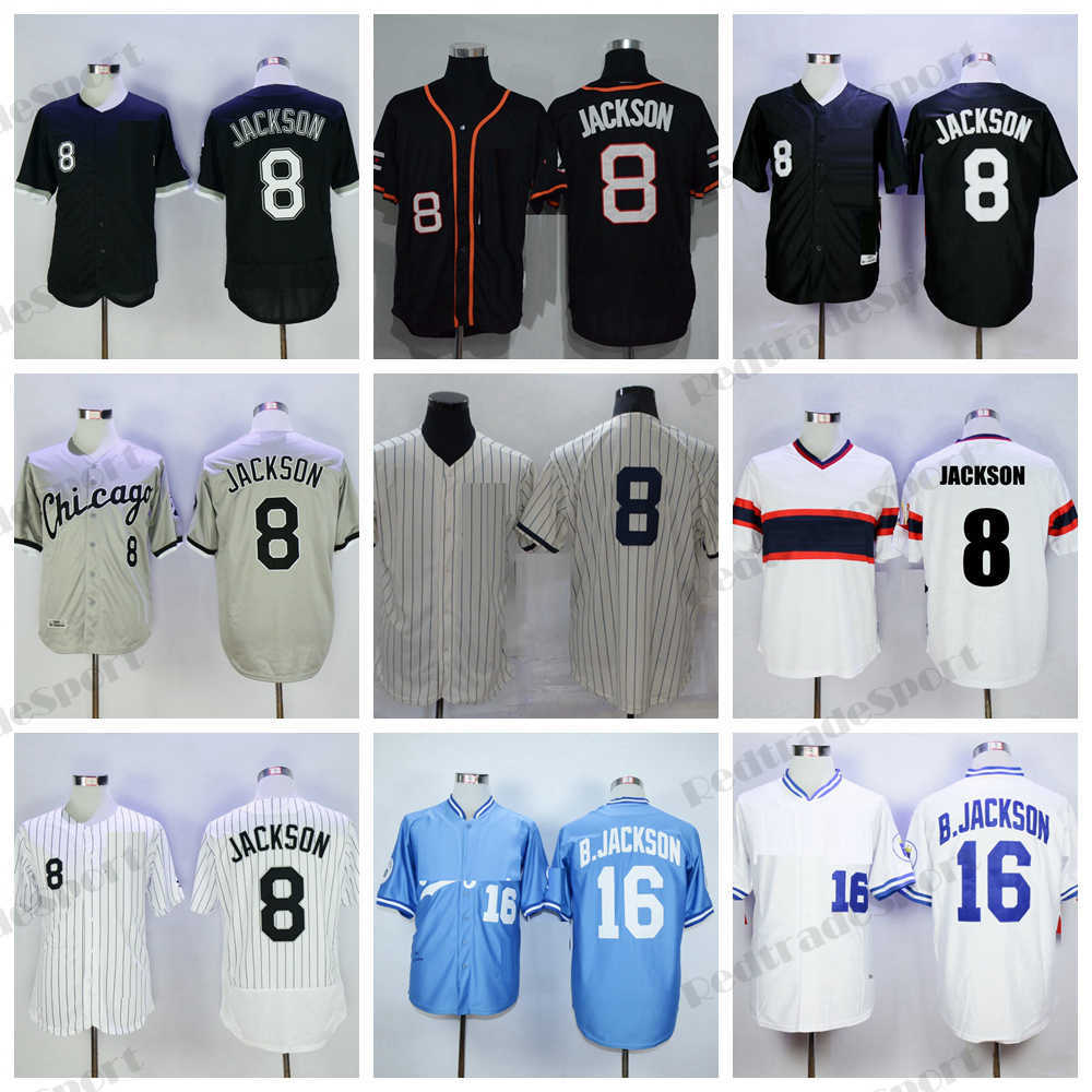

Mens 8 Bo Jackson Baseball Jerseys Vintage Chicago 1993 Black Cream Mesh Stitched Shirts