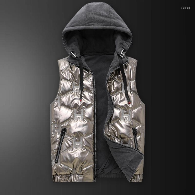 

Men's Vests Winter Vest Jackets Men Warm Sleeveless Hooded Jacket Male Casual Waistcoat Mens Plus Size Homme Brand Clothing Autumn, 2818 silver