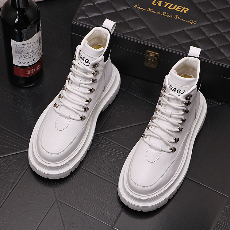 

British Designers Wedding Dress Party Shoes Breathable Fashion Non-slip Casual Sneakers Round Toe Thick Bottom Business Leisure Driving Walking Loafers C22, White