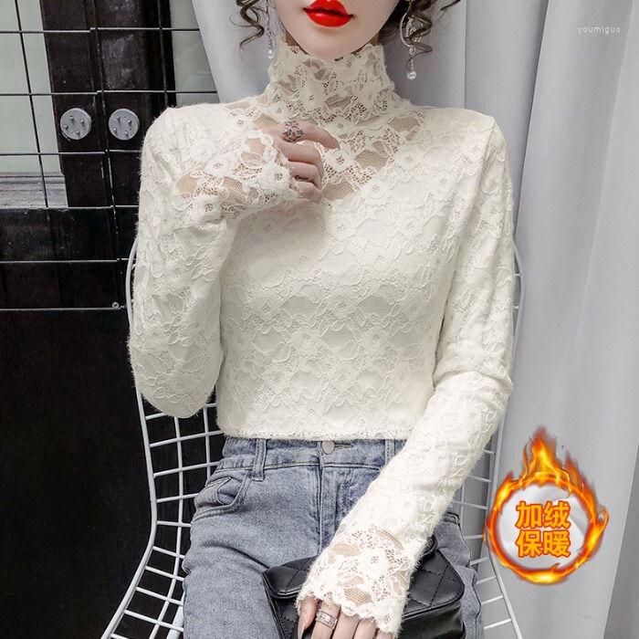 

Women' Blouses Women Blouse Turtleneck Lace Shirt Women' Spring Long-Sleeved Top Blusas Mujer De Moda, 03