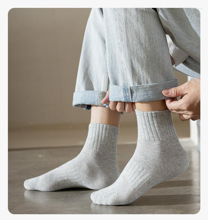 

Men's Socks 20PCS Male Casual Cotton Spring Autumn Mid TubeThin Solid Color Anti-odor Sports Sweat-absorbing Breathable Comfortable, Black